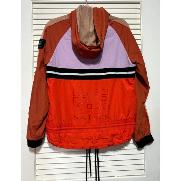 P.E. Nation Women's Colorblock Man Down Windbreaker Jacket Hood Size 2XS 3224 - Picture 13 of 16